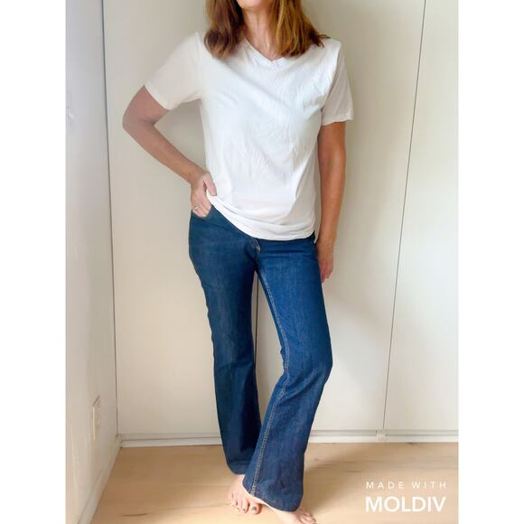 Vintage LEE Jeans High Waist Flared Dark Wash Denim USA Button Fly Size 27 - Picture 9 of 16